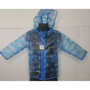 Cat & Jack Infant 12 Months Clear‎ Raincoat W Clouds & Lightening Bolts NWT'S